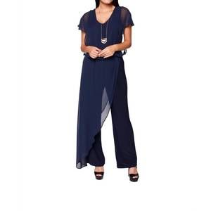 NEW LAST TANGO ms1059 - jumpsuit w/ chiffon overlay in navy